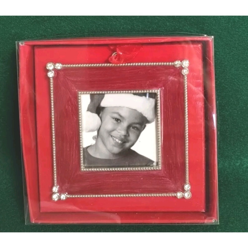 Aaron Brothers Red Enamel Jewels Rhinestones Photo Frame Christmas Ornament New - Picture 2 of 7